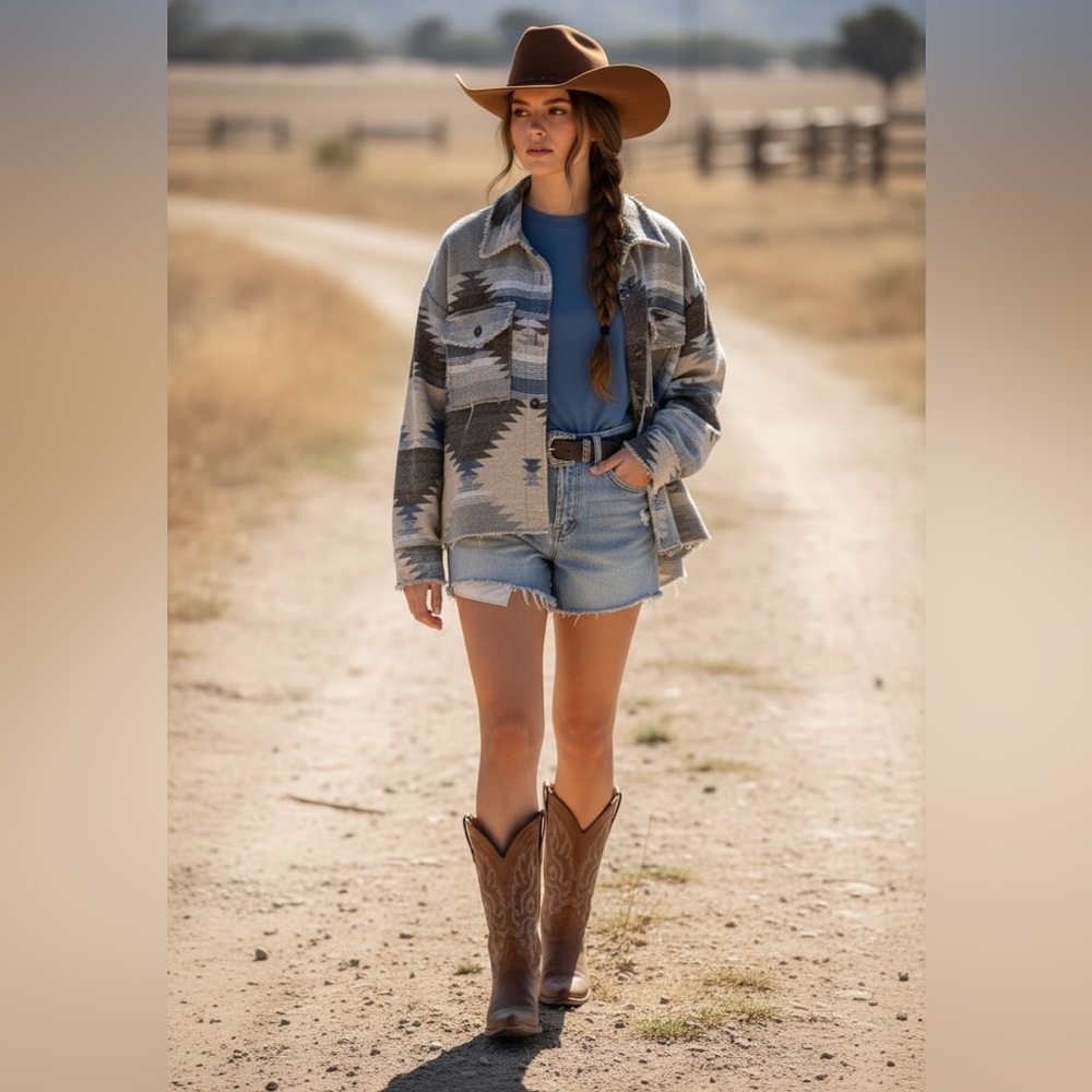 La Miel Aztec southwestern boxy over shirt coat oversized medium